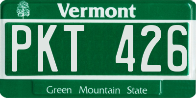 VT license plate PKT426