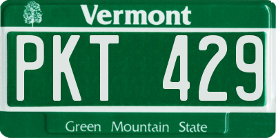 VT license plate PKT429