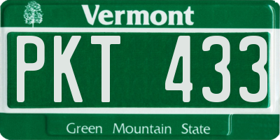VT license plate PKT433