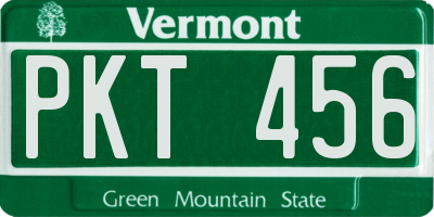 VT license plate PKT456