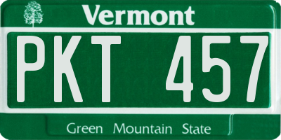 VT license plate PKT457