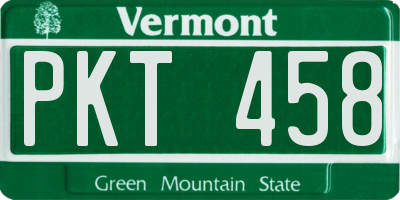 VT license plate PKT458