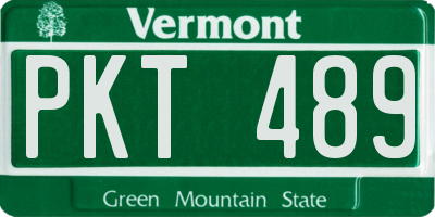 VT license plate PKT489