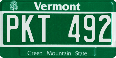 VT license plate PKT492