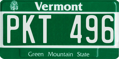 VT license plate PKT496