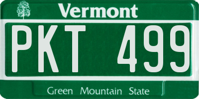 VT license plate PKT499
