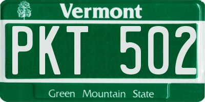 VT license plate PKT502