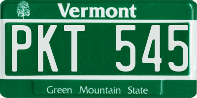 VT license plate PKT545