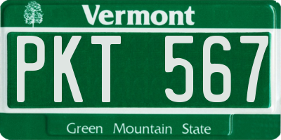 VT license plate PKT567
