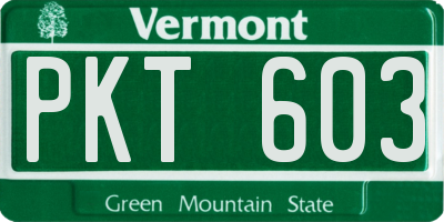VT license plate PKT603