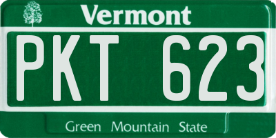 VT license plate PKT623