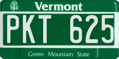 VT license plate PKT625