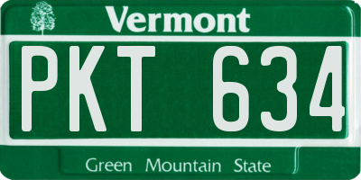 VT license plate PKT634