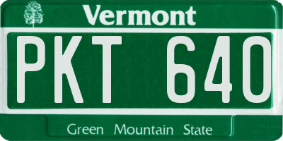 VT license plate PKT640
