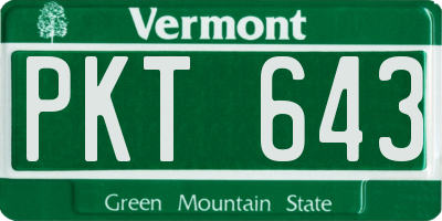 VT license plate PKT643