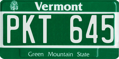 VT license plate PKT645
