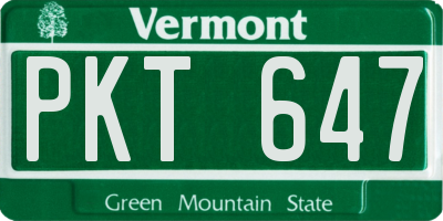 VT license plate PKT647