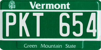 VT license plate PKT654