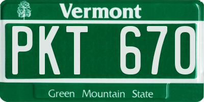 VT license plate PKT670