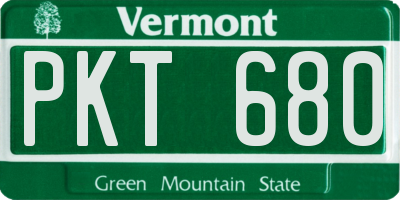 VT license plate PKT680