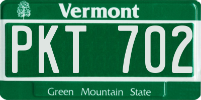 VT license plate PKT702