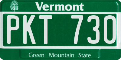 VT license plate PKT730