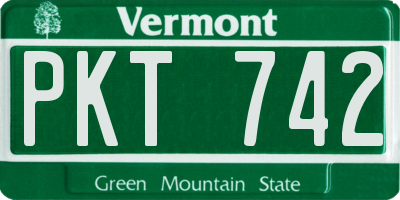 VT license plate PKT742
