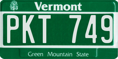 VT license plate PKT749
