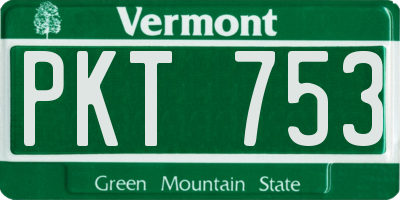 VT license plate PKT753