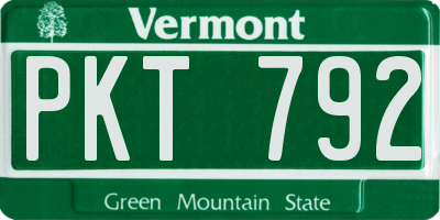 VT license plate PKT792