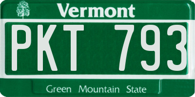 VT license plate PKT793