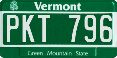 VT license plate PKT796