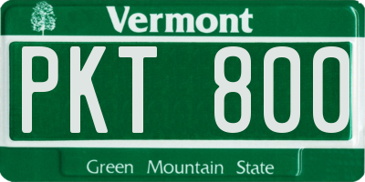 VT license plate PKT800