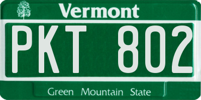 VT license plate PKT802