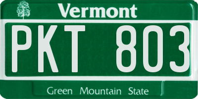 VT license plate PKT803