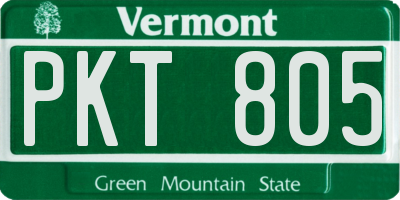 VT license plate PKT805