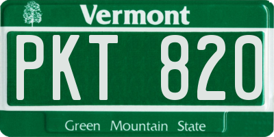 VT license plate PKT820