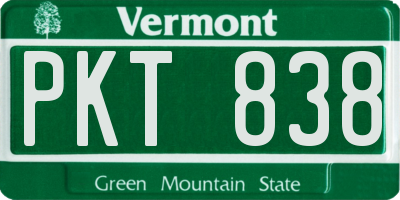 VT license plate PKT838