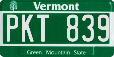 VT license plate PKT839