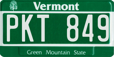 VT license plate PKT849