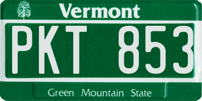 VT license plate PKT853