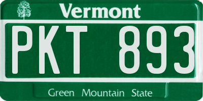 VT license plate PKT893