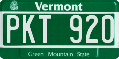 VT license plate PKT920