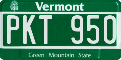 VT license plate PKT950