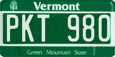 VT license plate PKT980