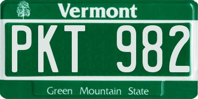 VT license plate PKT982