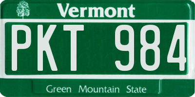 VT license plate PKT984