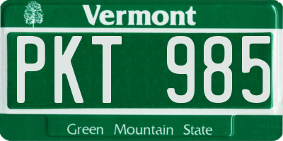 VT license plate PKT985