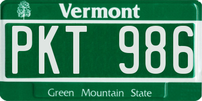 VT license plate PKT986