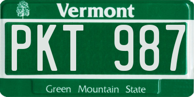 VT license plate PKT987